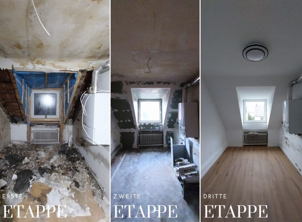 Wohnung vor und nach Renovierung in Bochum