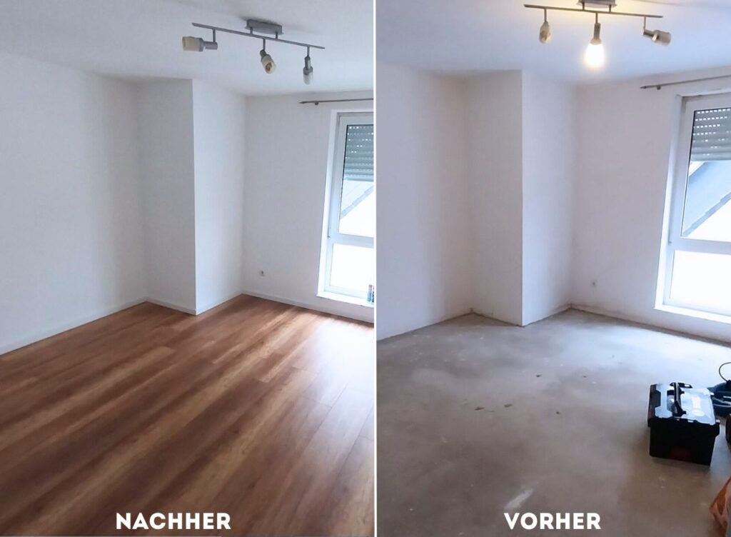 Laminat vorher nachher Zimmer in Bochum