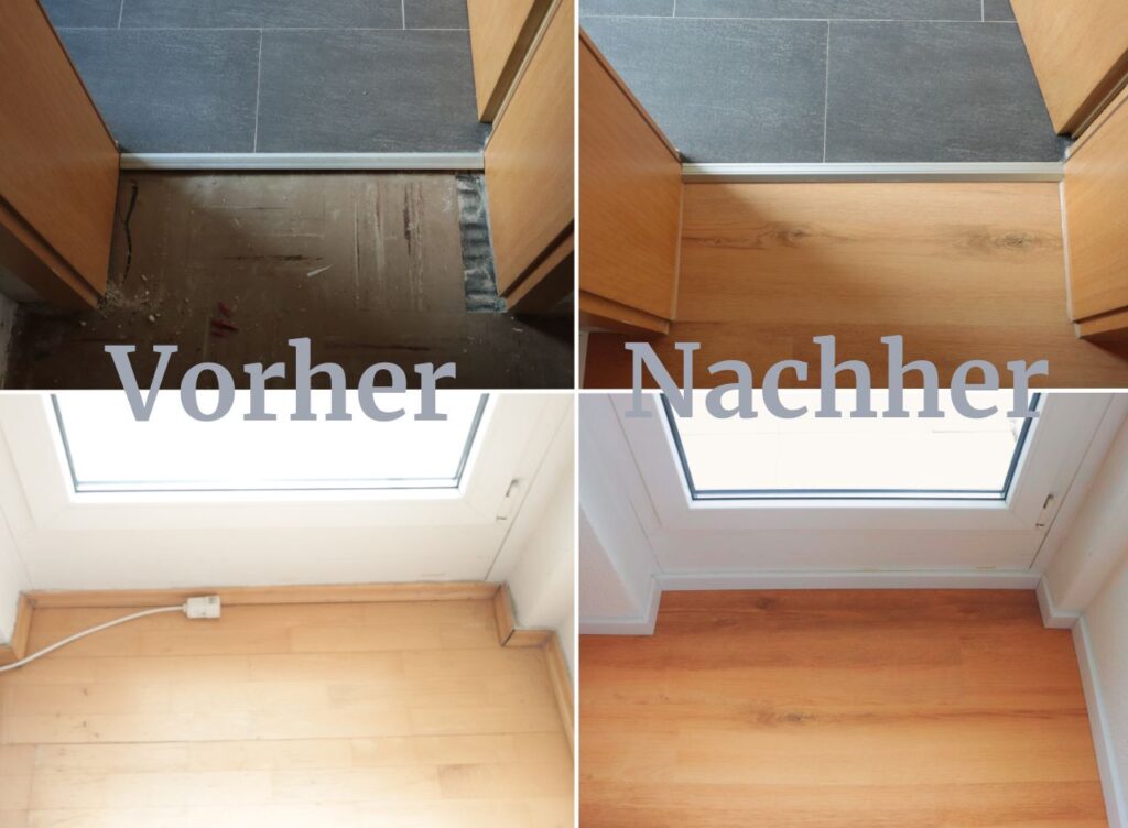 Übergangsprofil an Tür und Sockelleiste beim Vinylboden in Bochum